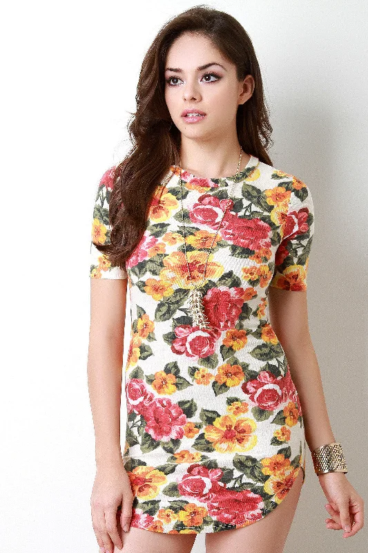 French Terry Floral Shirt Dress Tulle floral dresses
