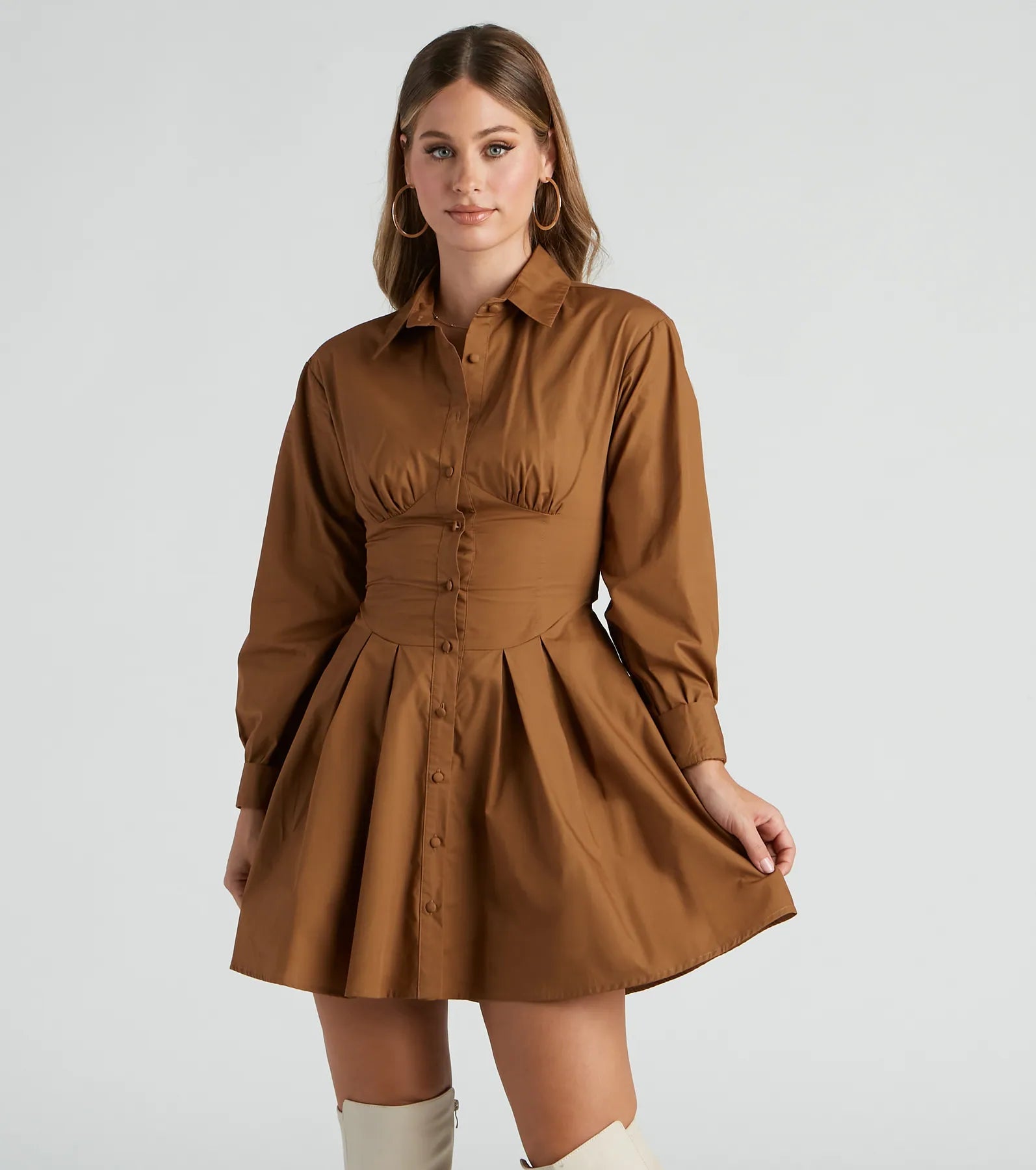 Fall Ritual Poplin Shirt Dress Embroidered unclassified dresses
