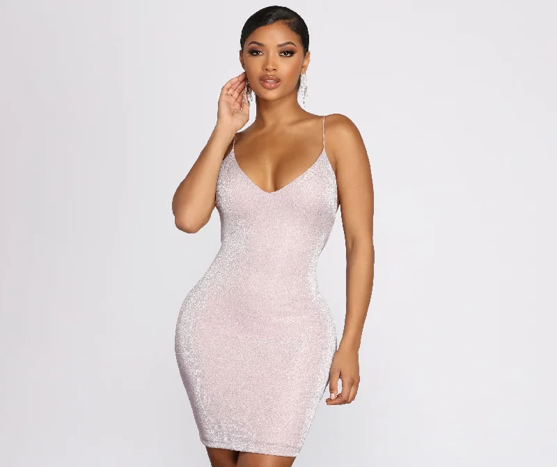 Sparkle & Shine Glitter Mini Dress Lace unclassified dresses