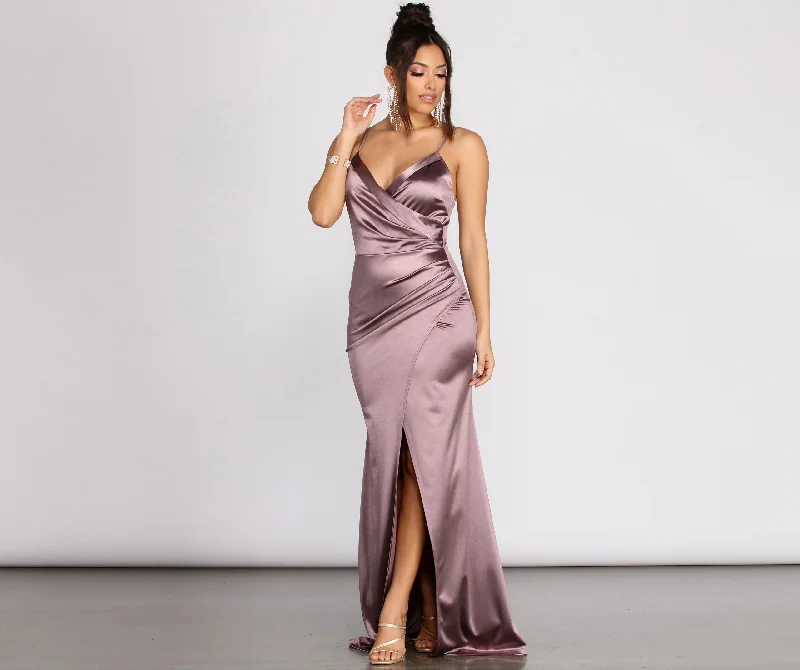 Julina Wrap Satin Dress A-line unclassified dresses