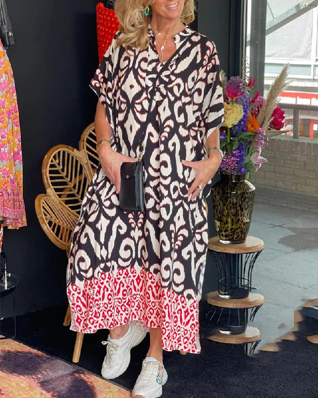 Printed v-neck dress Y2K unclassified dresses