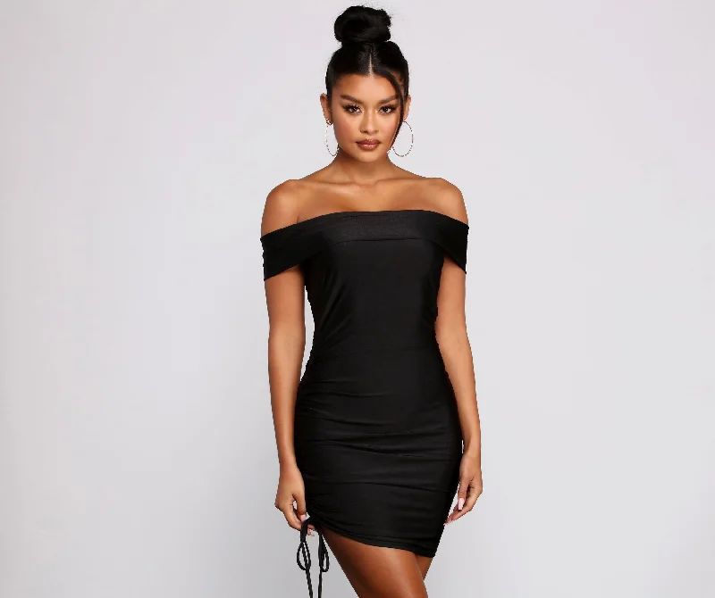 Lookin' Luxe Off The Shoulder Mini Dress Bold pattern unclassified dresses