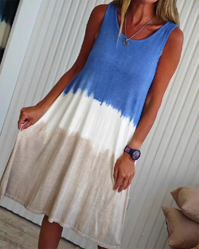 Casual Sleeveless Tie-Dye Dress Wrap unclassified dresses
