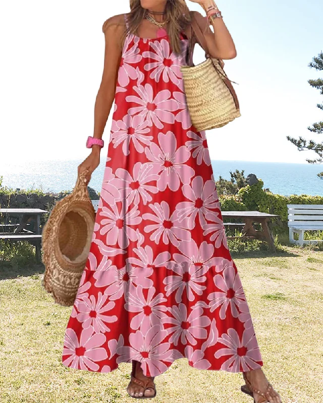 Casual Suspender Print Dress Flowy unclassified dresses