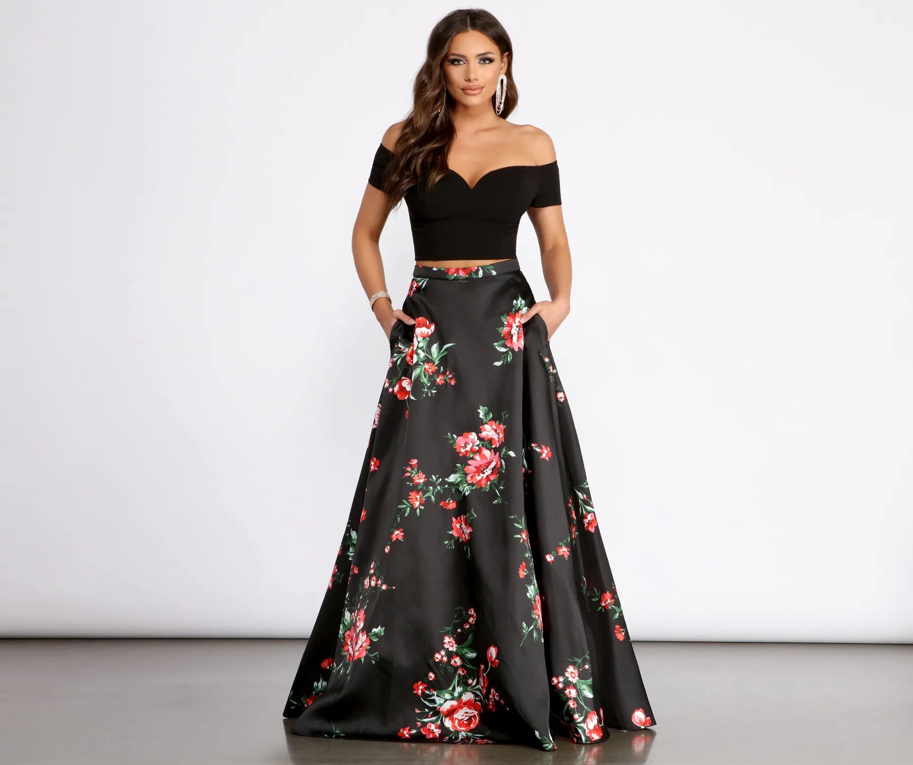 Jeanette Crepe Two Piece Floral Dress Beach unclassified dresses