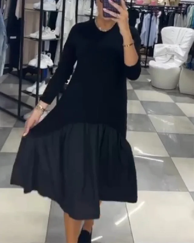 Casual Patchwork Dress with Ruffles Trendy unclassified dresses