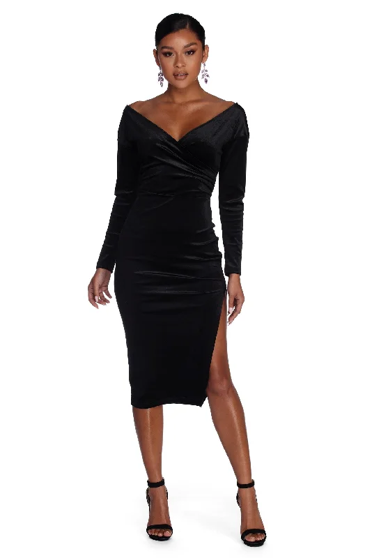 Kenia Formal Velvet Midi Dress Lightweight unclassified dresses