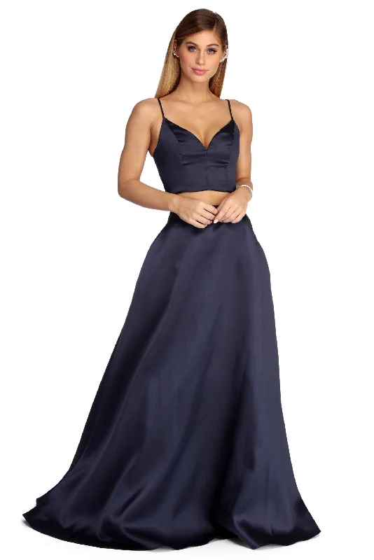 Roxanne Formal Two Piece Lattice Dress Ruffled unclassified dresses