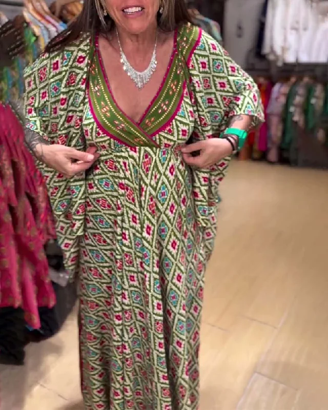 Casual V-Neck Geometric Pattern Dress Fashionable unclassified dresses