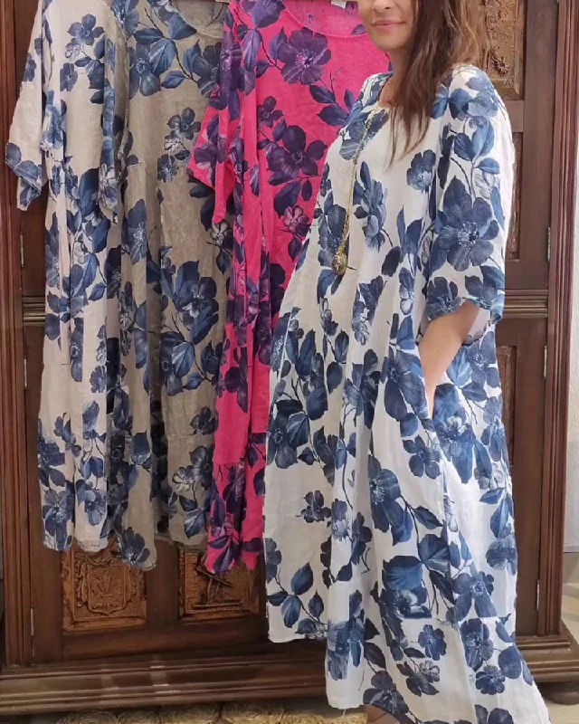 Floral print pocket casual dress Festival unclassified dresses