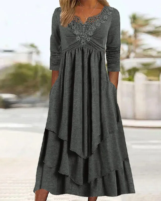 Elegant lace pocket dress Women's unclassified dresses