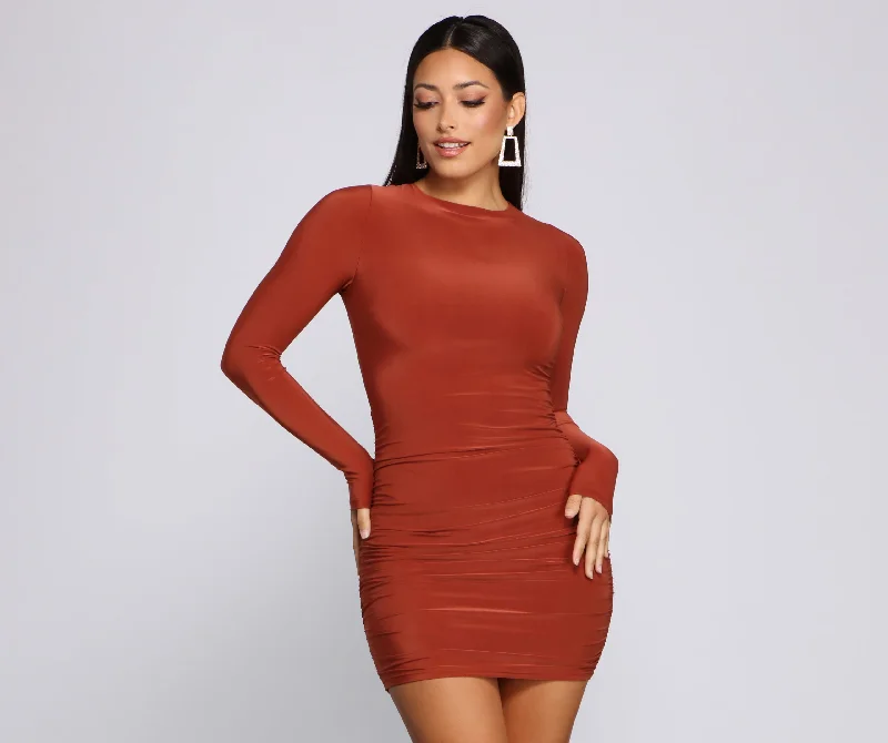 Sultry Lace-Up Back Bodycon Dress Winter unclassified dresses