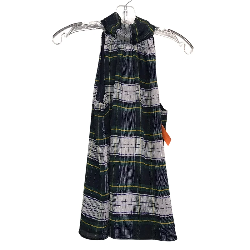 Top Sleeveless By J. Crew In Plaid Pattern, Size:0