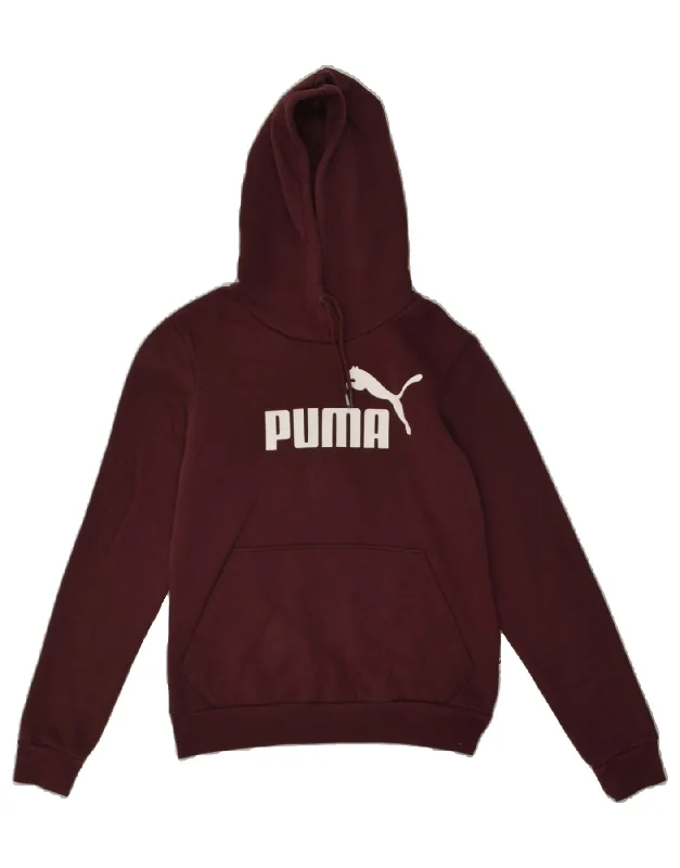 PUMA Womens Graphic Hoodie Jumper UK 10  Small  Burgundy Cotton Luxury sweaters