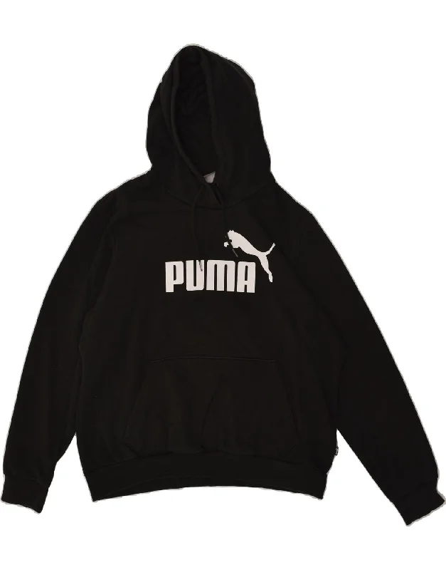 PUMA Womens Graphic Hoodie Jumper UK 18 XL Black Cotton Spring sweaters