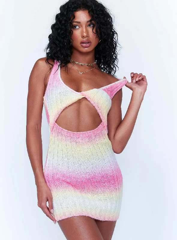 Mila Mini Dress Yellow / Pink Vintage mini dresses